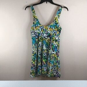 Island Pearels Tankini Size 12 Colorful Leopard Great Beachware EUC